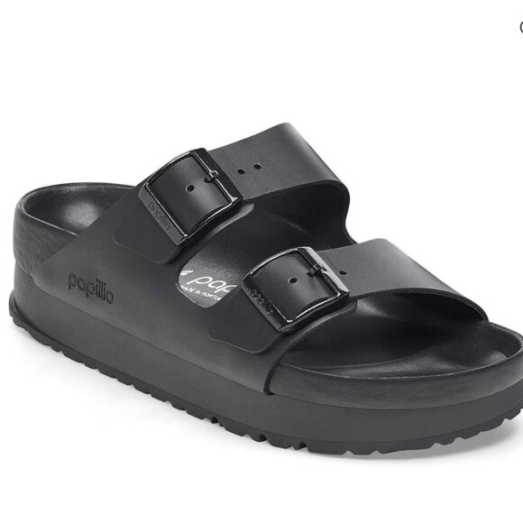 Birkenstock Arizona Flex Platform Sandals Black Leather US 10-10.5 / EU 41 - Picture 8 of 10